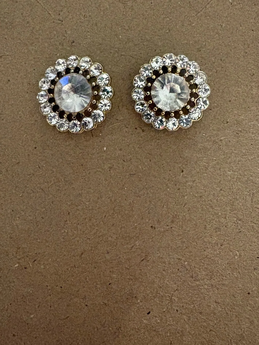 Crystal Halo Stud Earrings - Gold Tone